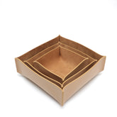 Set di tre svuotatasche in pelle beige,fatto a mano da Pianigiani